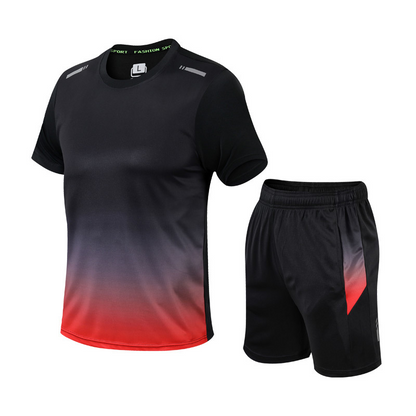 Montarello Men's Gradient Activewear Set T-Shirt & Shorts