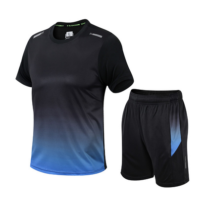 Montarello Men's Gradient Activewear Set T-Shirt & Shorts