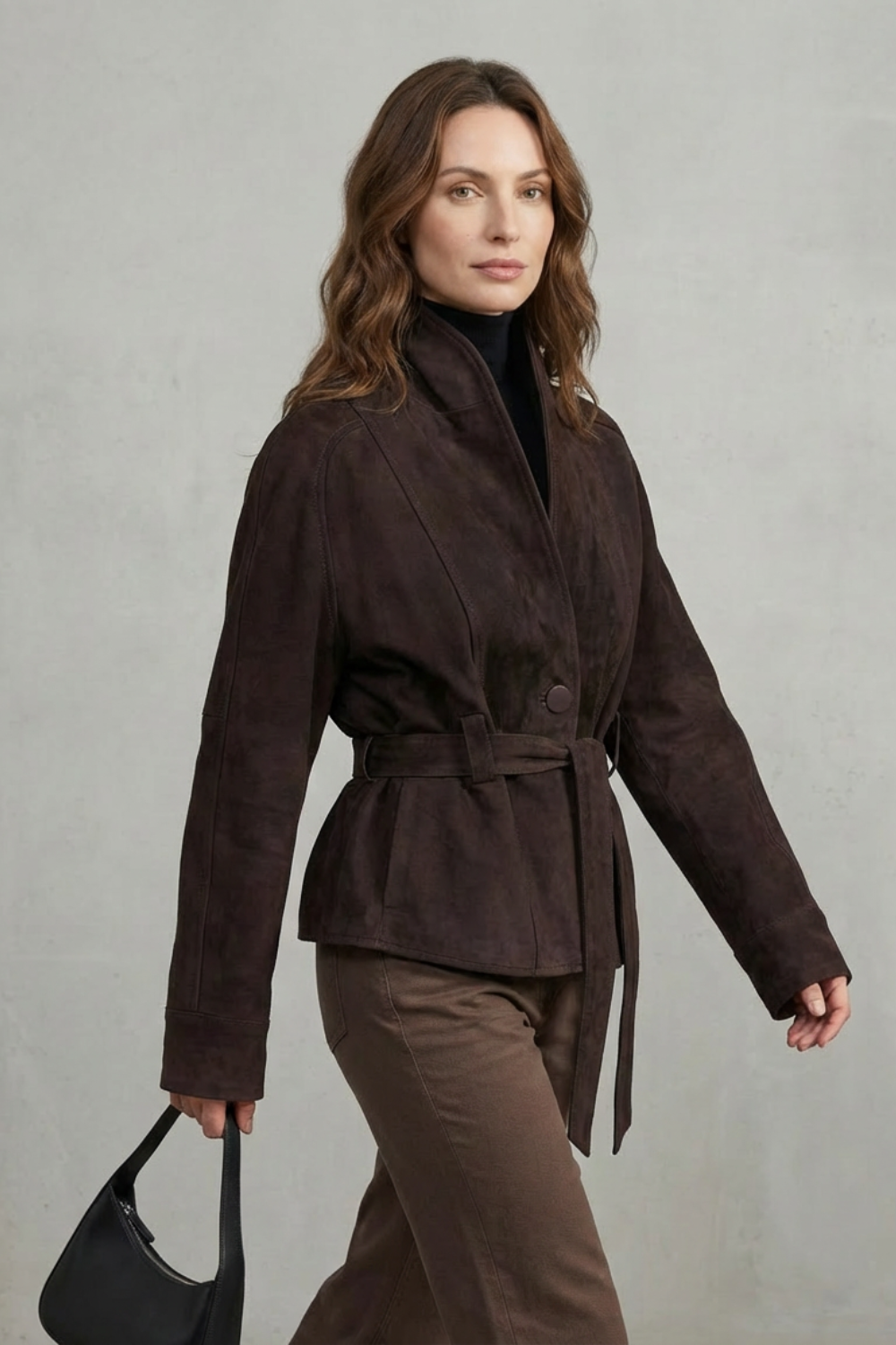 Montarello Women's Cropped Wool Blend Jacket Double Breasted