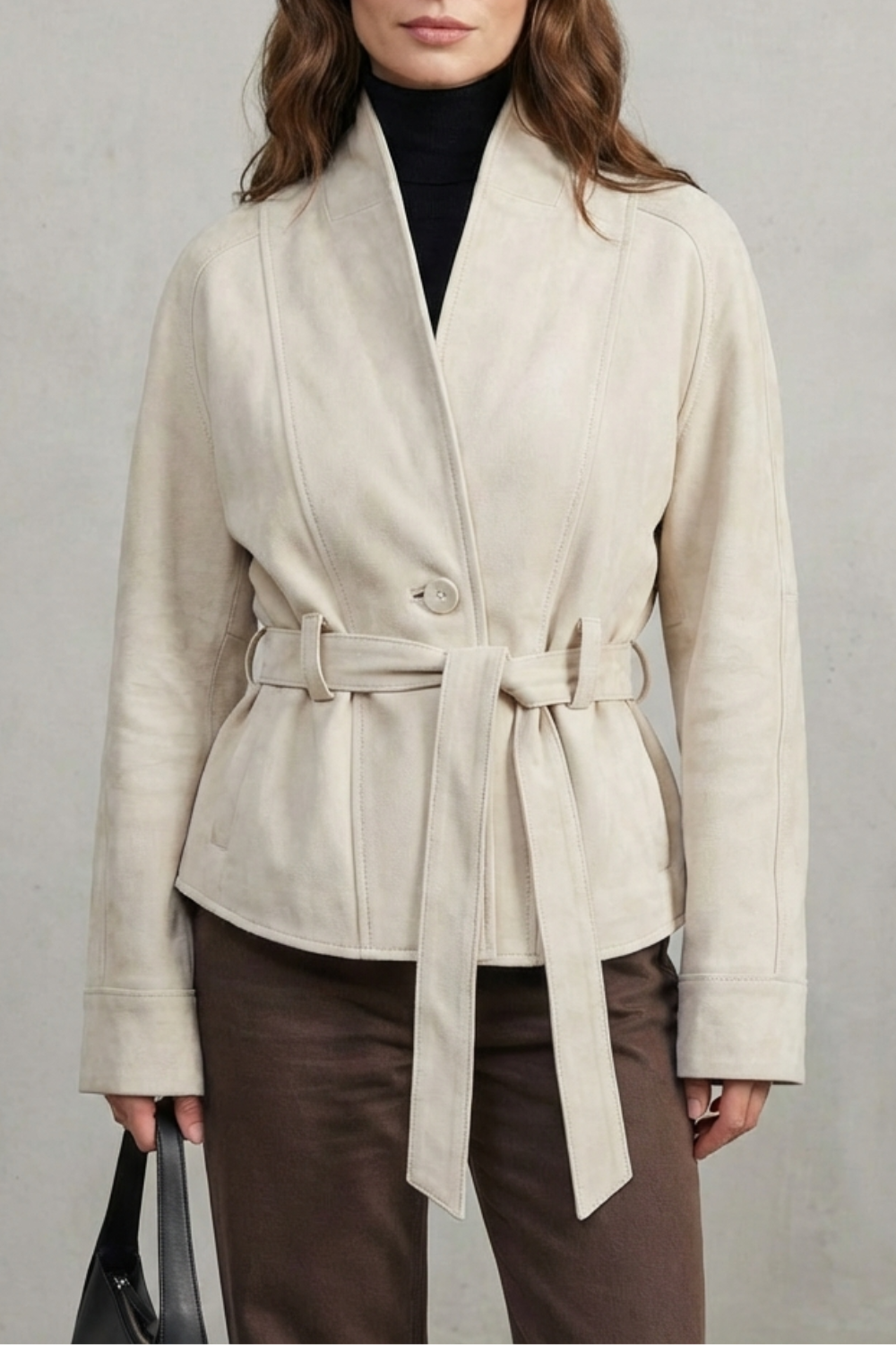 Montarello Women's Cropped Wool Blend Jacket Double Breasted
