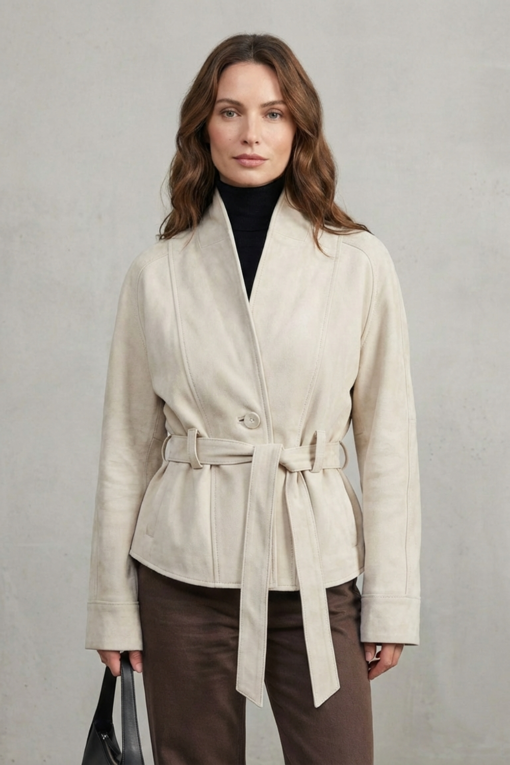 Montarello Women's Cropped Wool Blend Jacket Double Breasted
