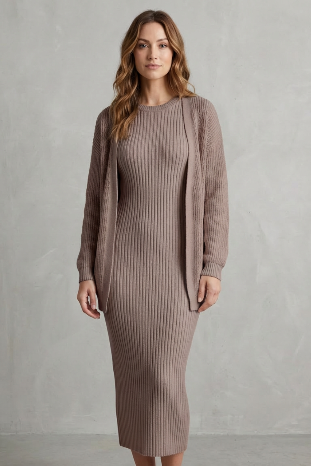 Montarello Women's Knitted Dress and Cardigan Set