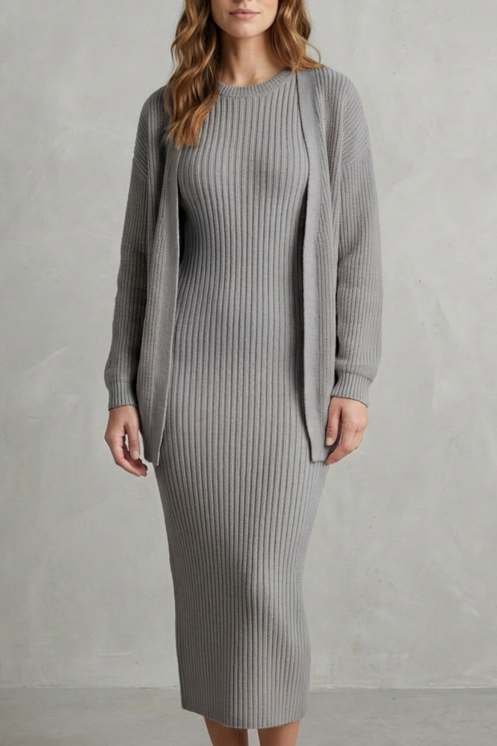 Montarello Women's Knitted Dress and Cardigan Set