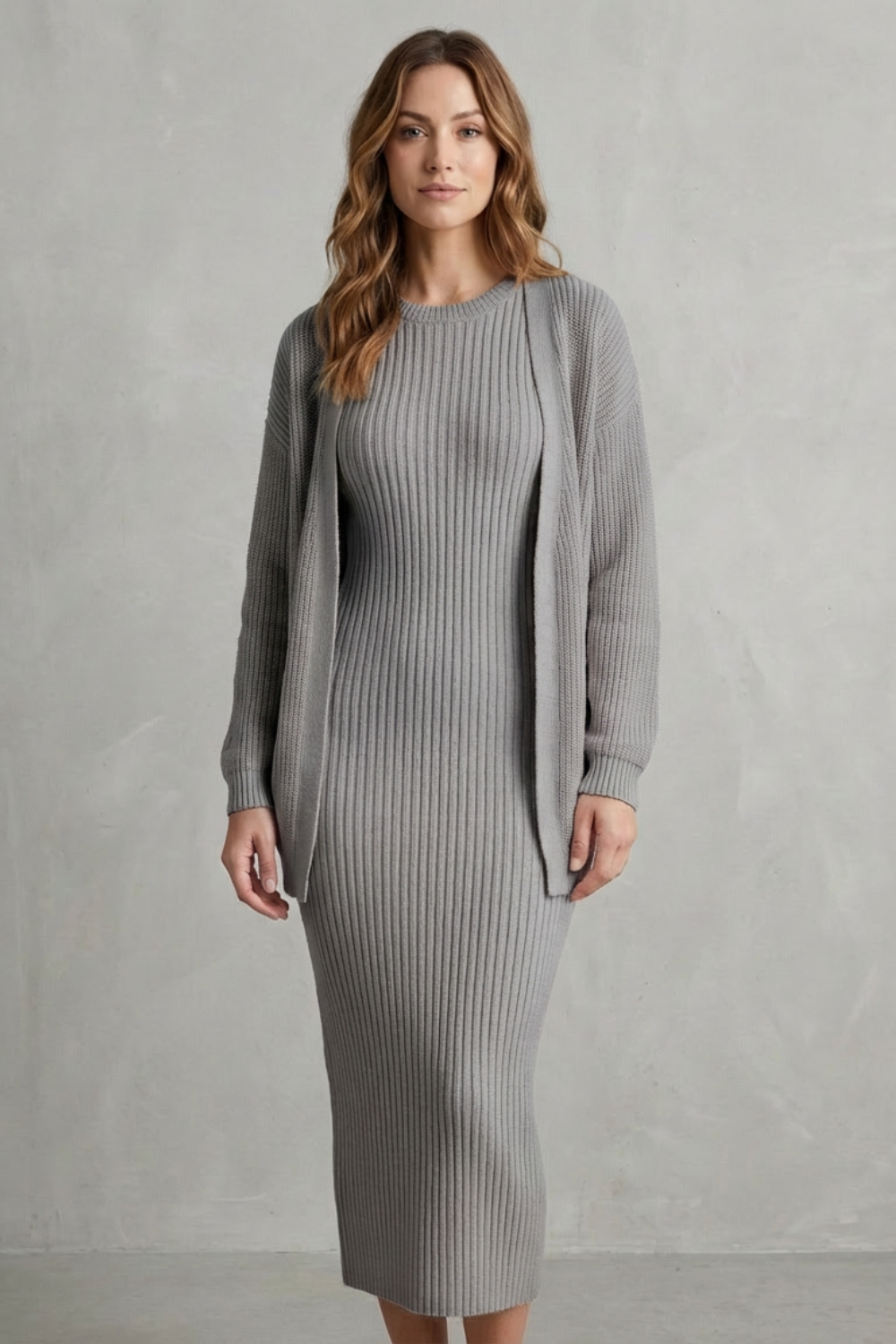 Montarello Women's Knitted Dress and Cardigan Set