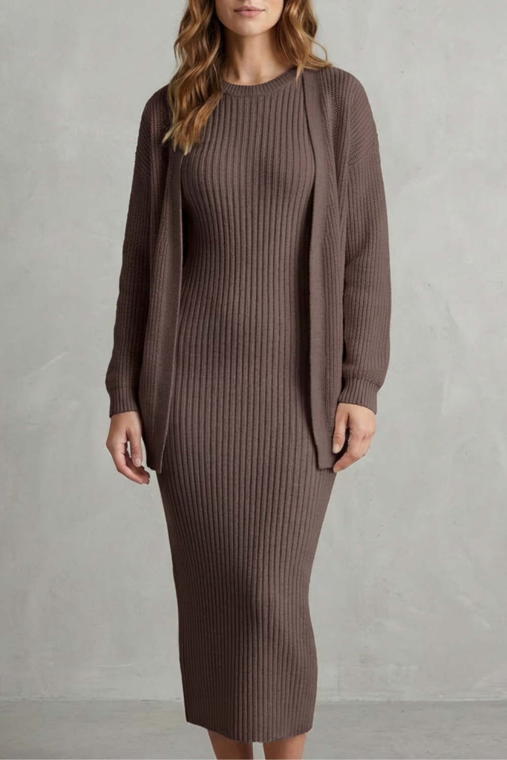 Montarello Women's Knitted Dress and Cardigan Set