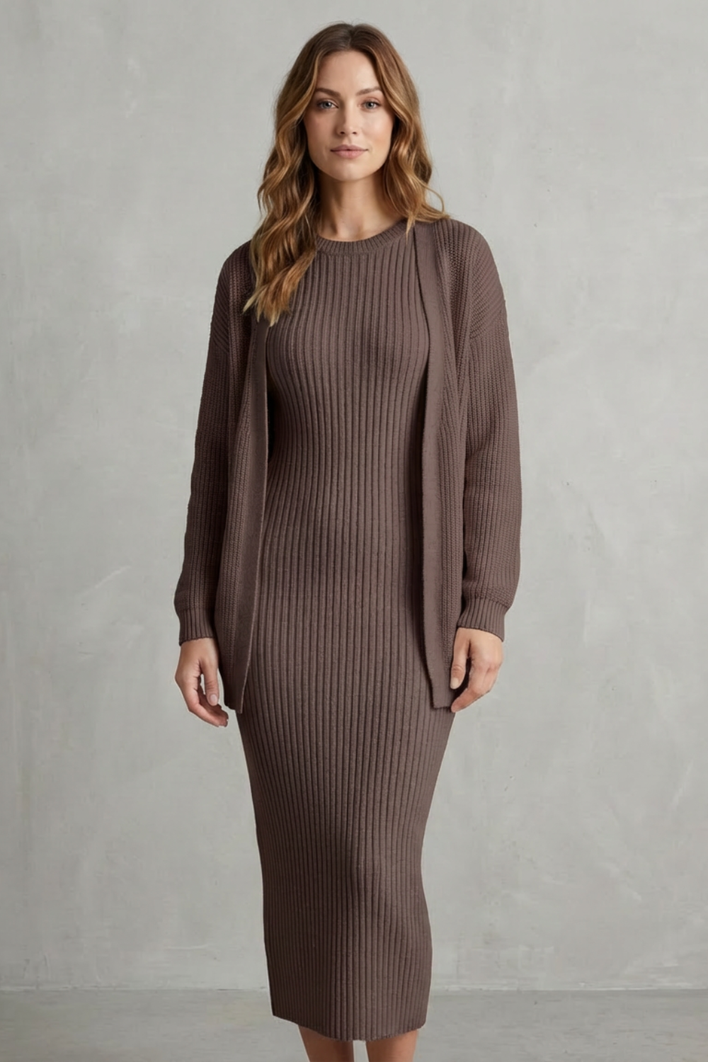 Montarello Women's Knitted Dress and Cardigan Set