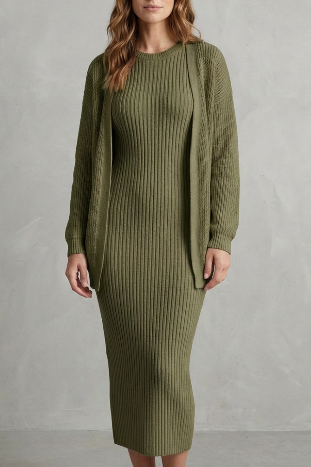 Montarello Women's Knitted Dress and Cardigan Set