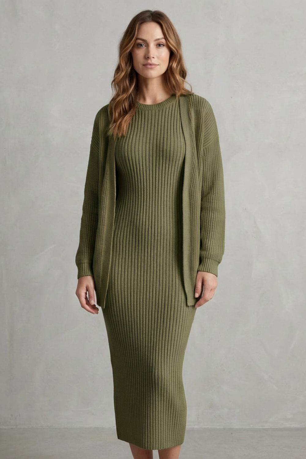 Montarello Women's Knitted Dress and Cardigan Set