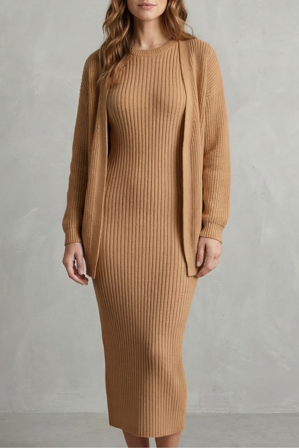 Montarello Women's Knitted Dress and Cardigan Set