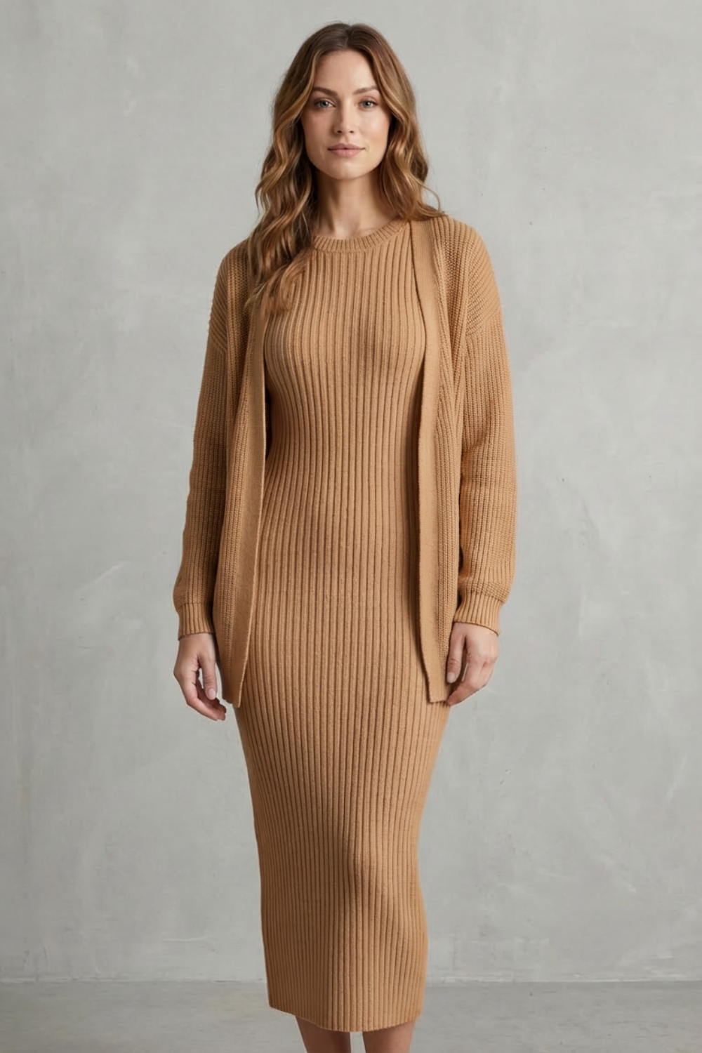 Montarello Women's Knitted Dress and Cardigan Set