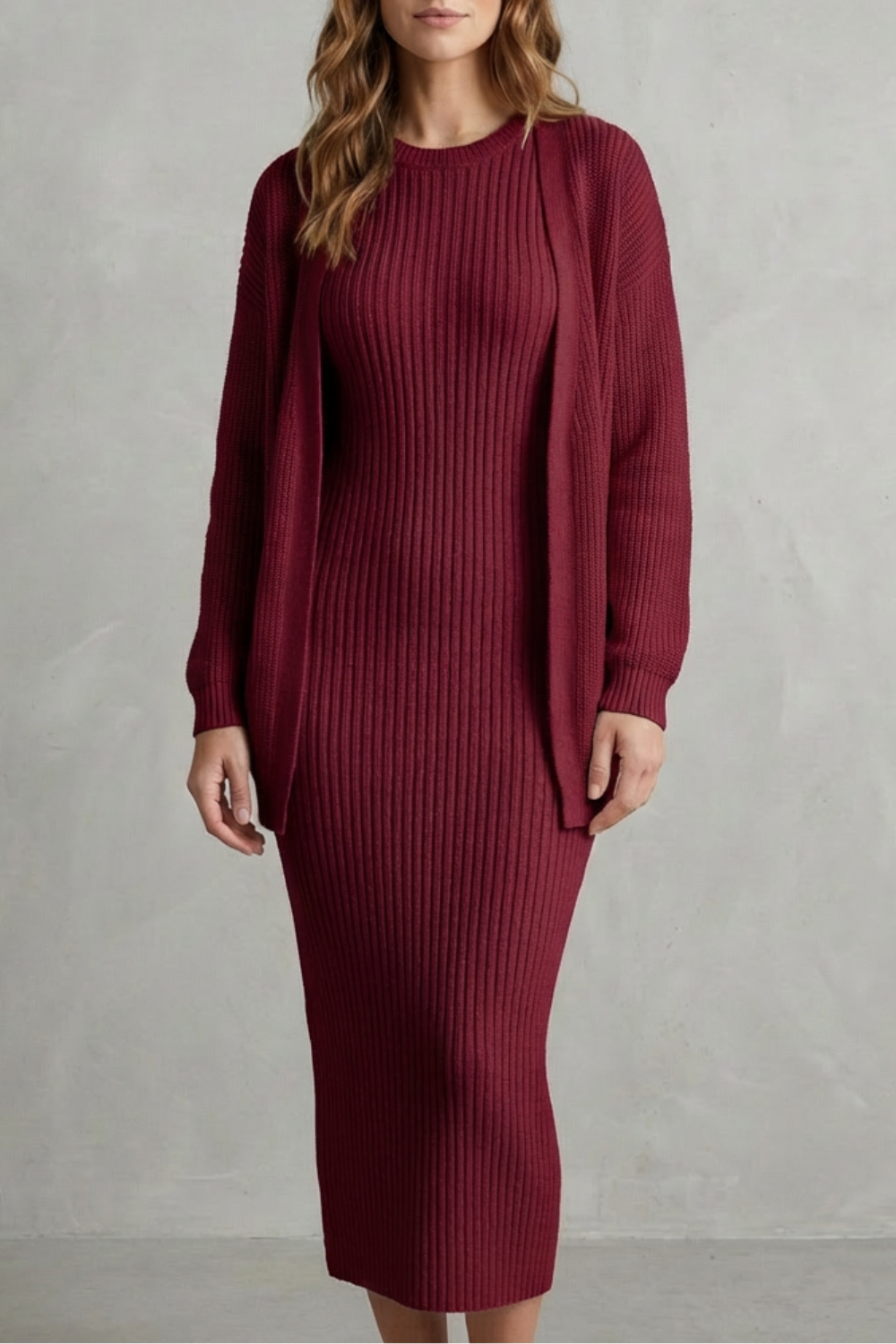 Montarello Women's Knitted Dress and Cardigan Set