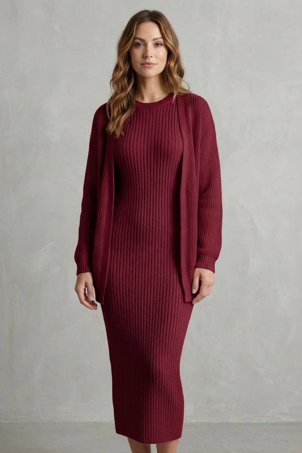 Montarello Women's Knitted Dress and Cardigan Set