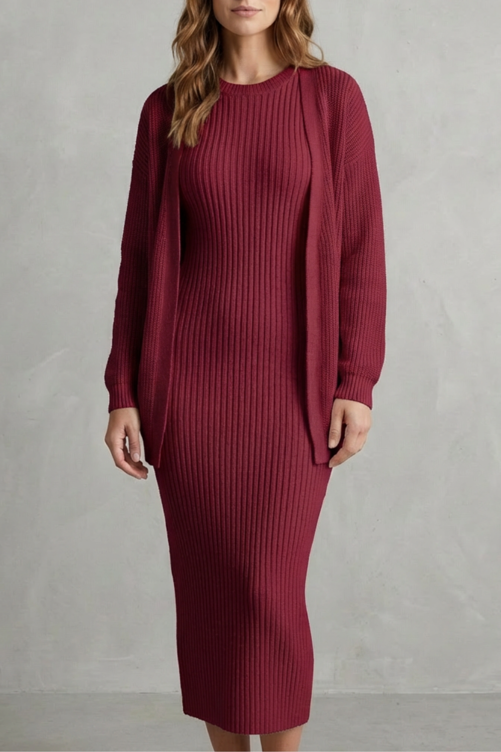 Montarello Women's Knitted Dress and Cardigan Set