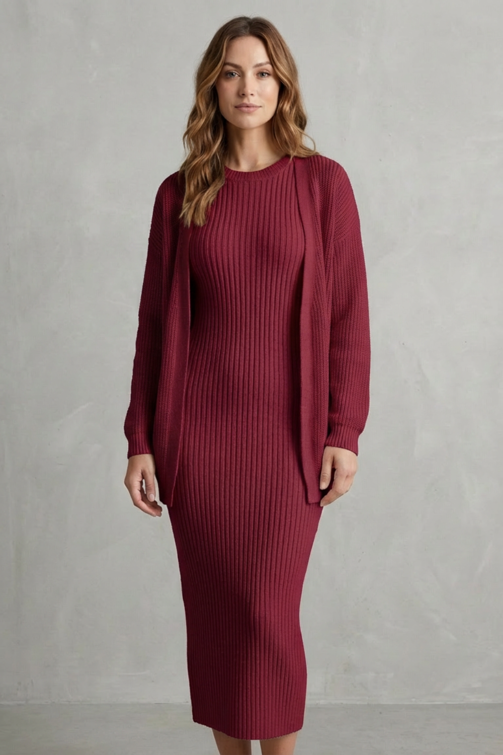 Montarello Women's Knitted Dress and Cardigan Set