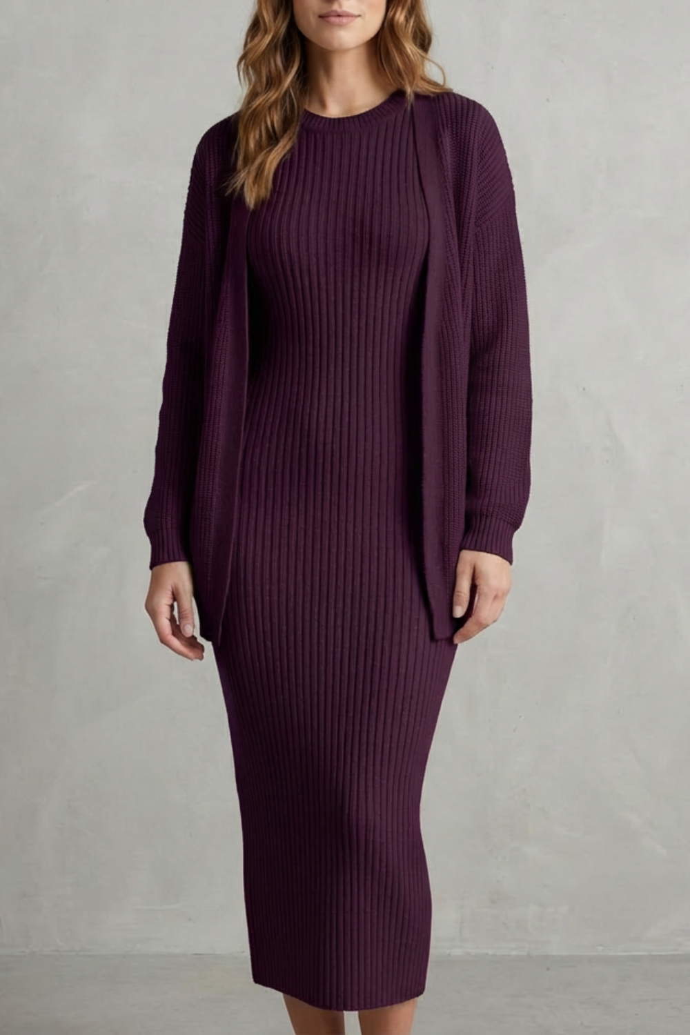 Montarello Women's Knitted Dress and Cardigan Set