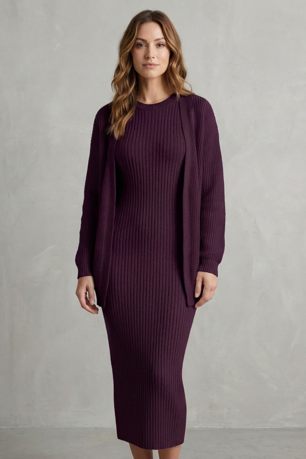 Montarello Women's Knitted Dress and Cardigan Set