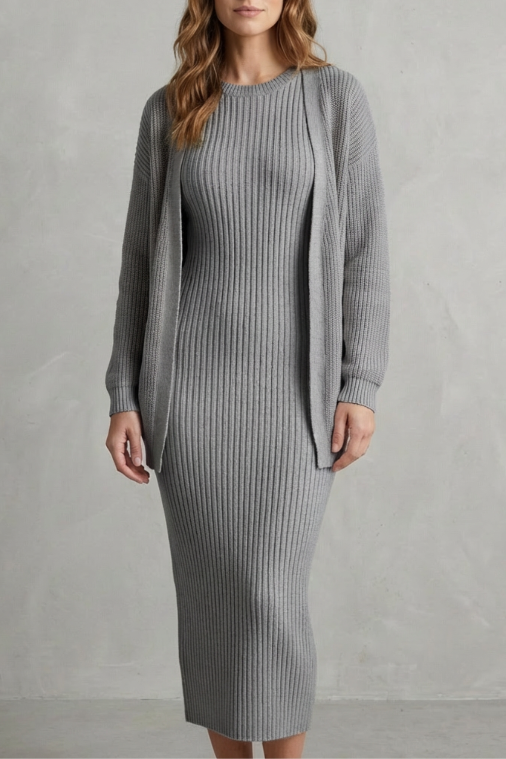 Montarello Women's Knitted Dress and Cardigan Set