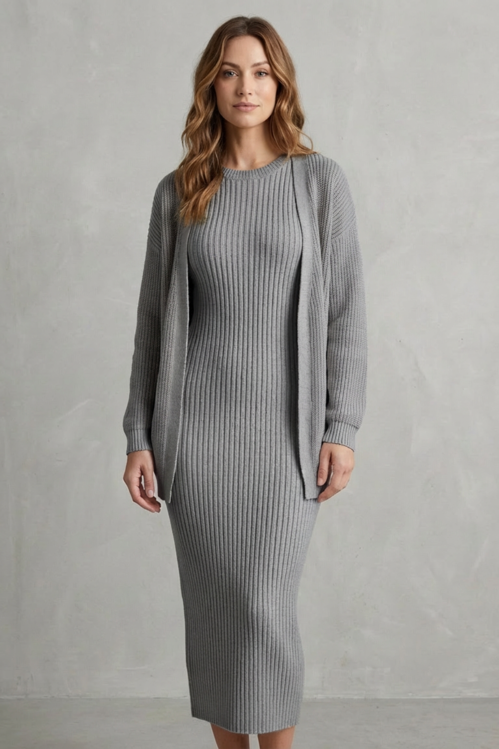 Montarello Women's Knitted Dress and Cardigan Set