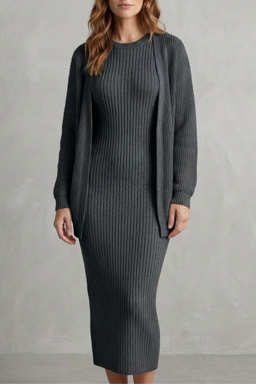 Montarello Women's Knitted Dress and Cardigan Set