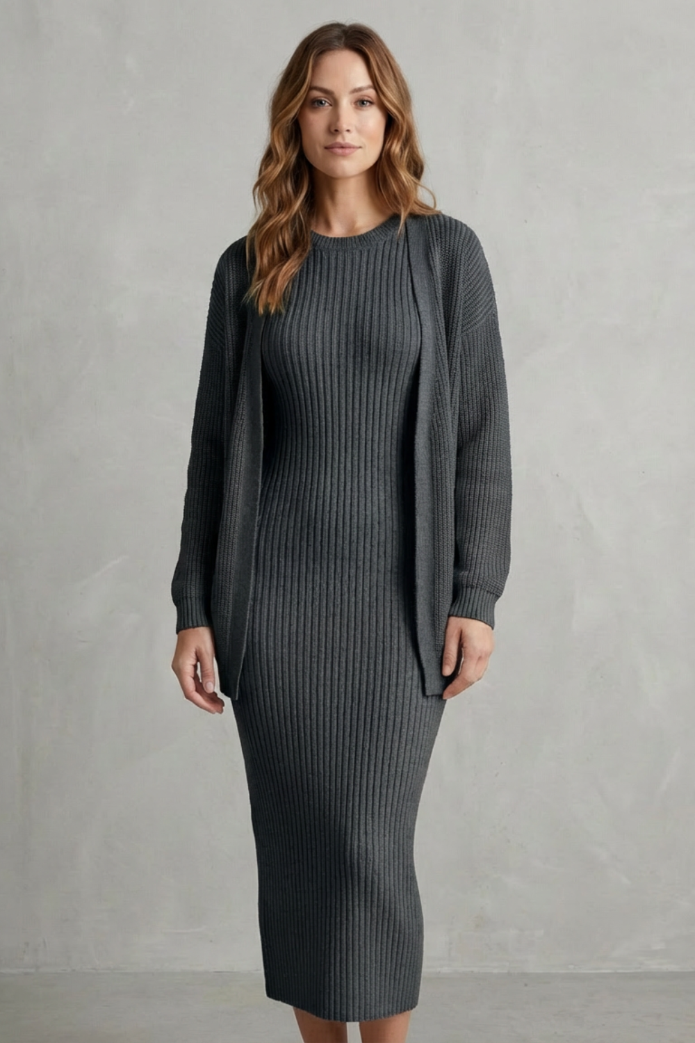 Montarello Women's Knitted Dress and Cardigan Set
