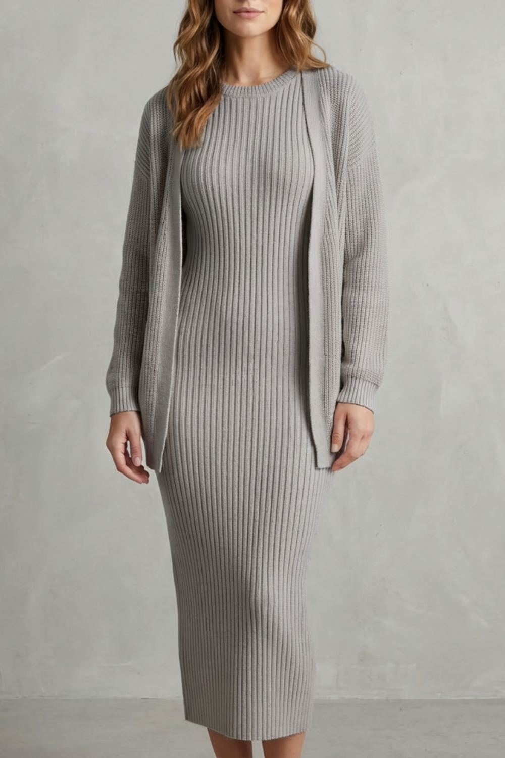 Montarello Women's Knitted Dress and Cardigan Set