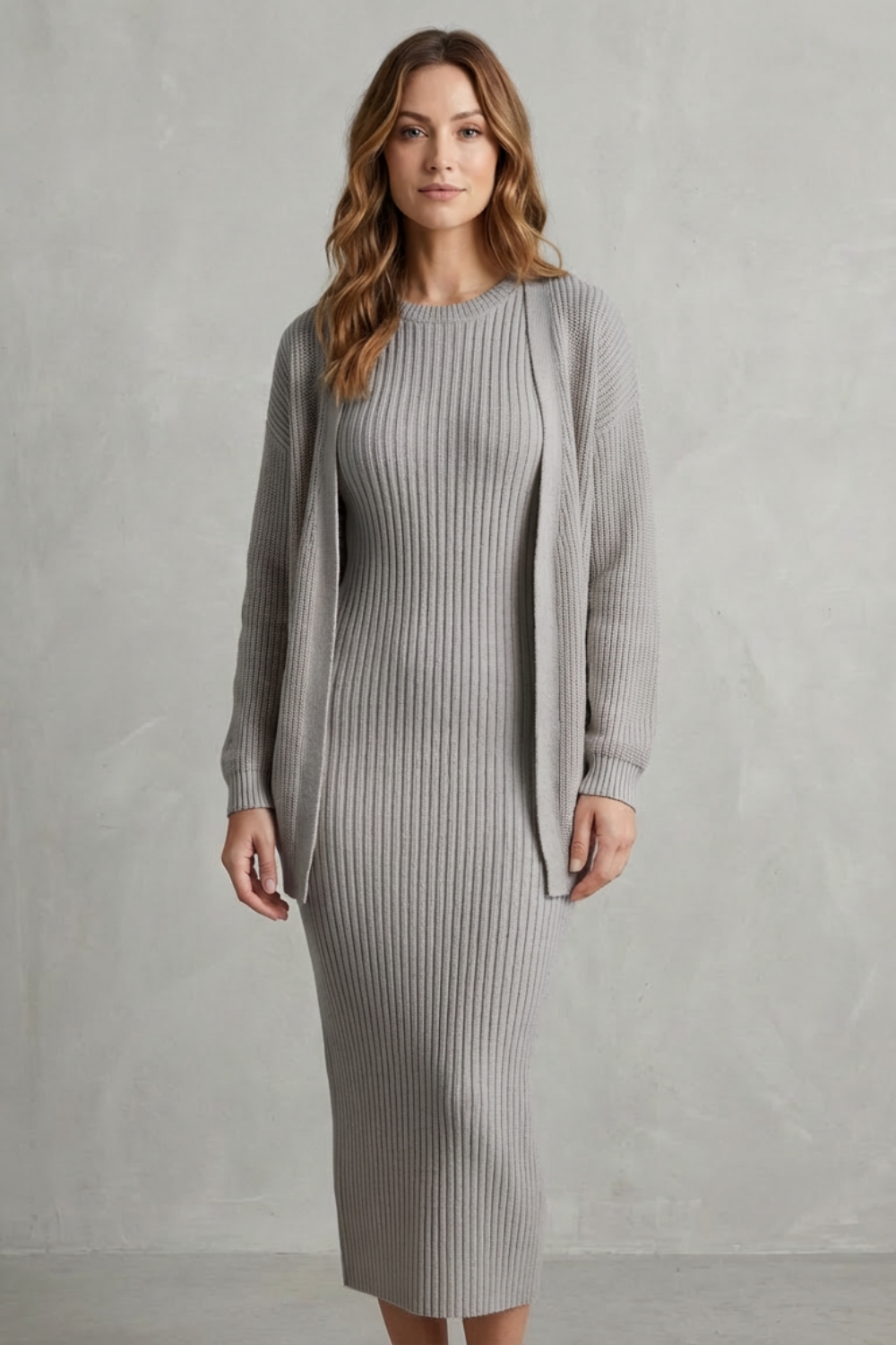 Montarello Women's Knitted Dress and Cardigan Set