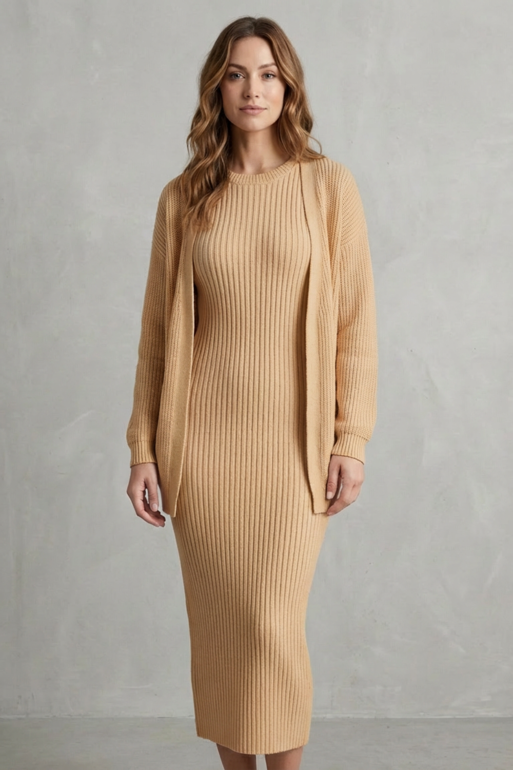 Montarello Women's Knitted Dress and Cardigan Set