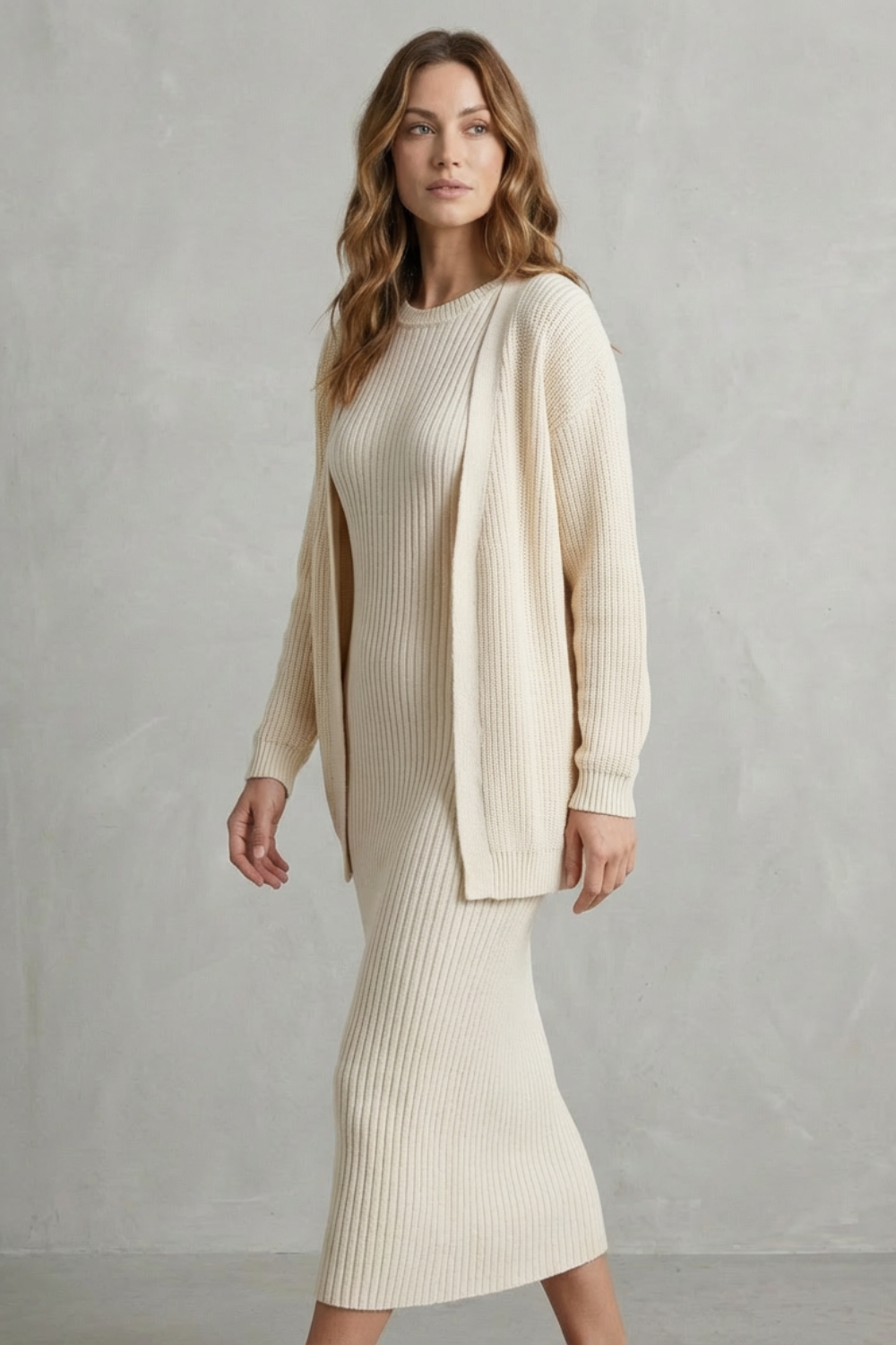 Montarello Women's Knitted Dress and Cardigan Set