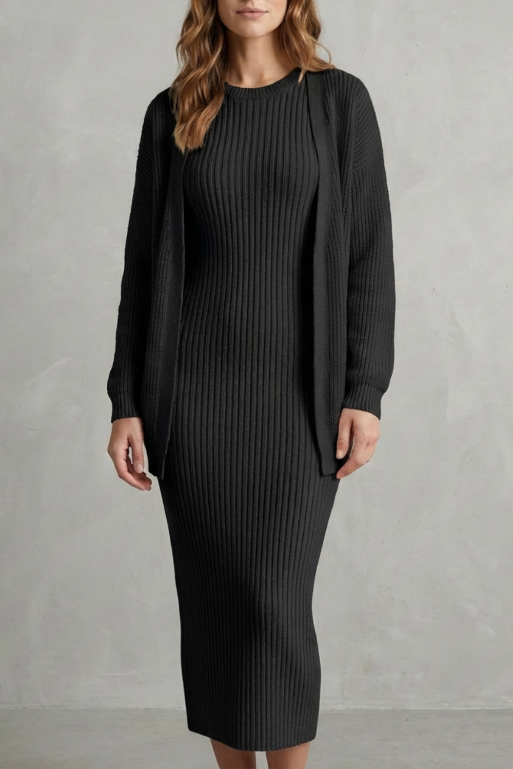 Montarello Women's Knitted Dress and Cardigan Set