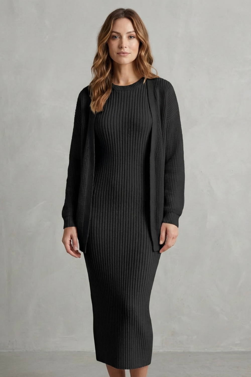 Montarello Women's Knitted Dress and Cardigan Set