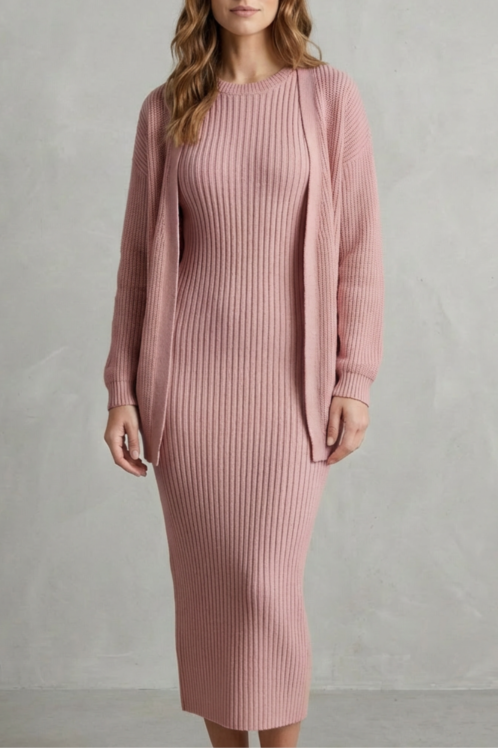 Montarello Women's Knitted Dress and Cardigan Set