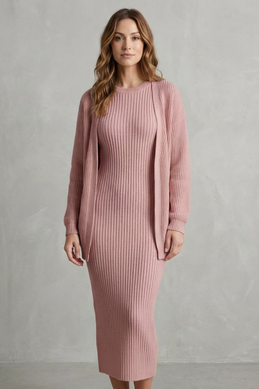 Montarello Women's Knitted Dress and Cardigan Set