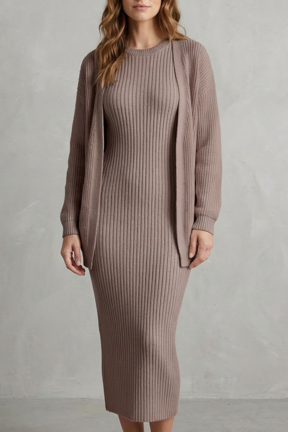 Montarello Women's Knitted Dress and Cardigan Set