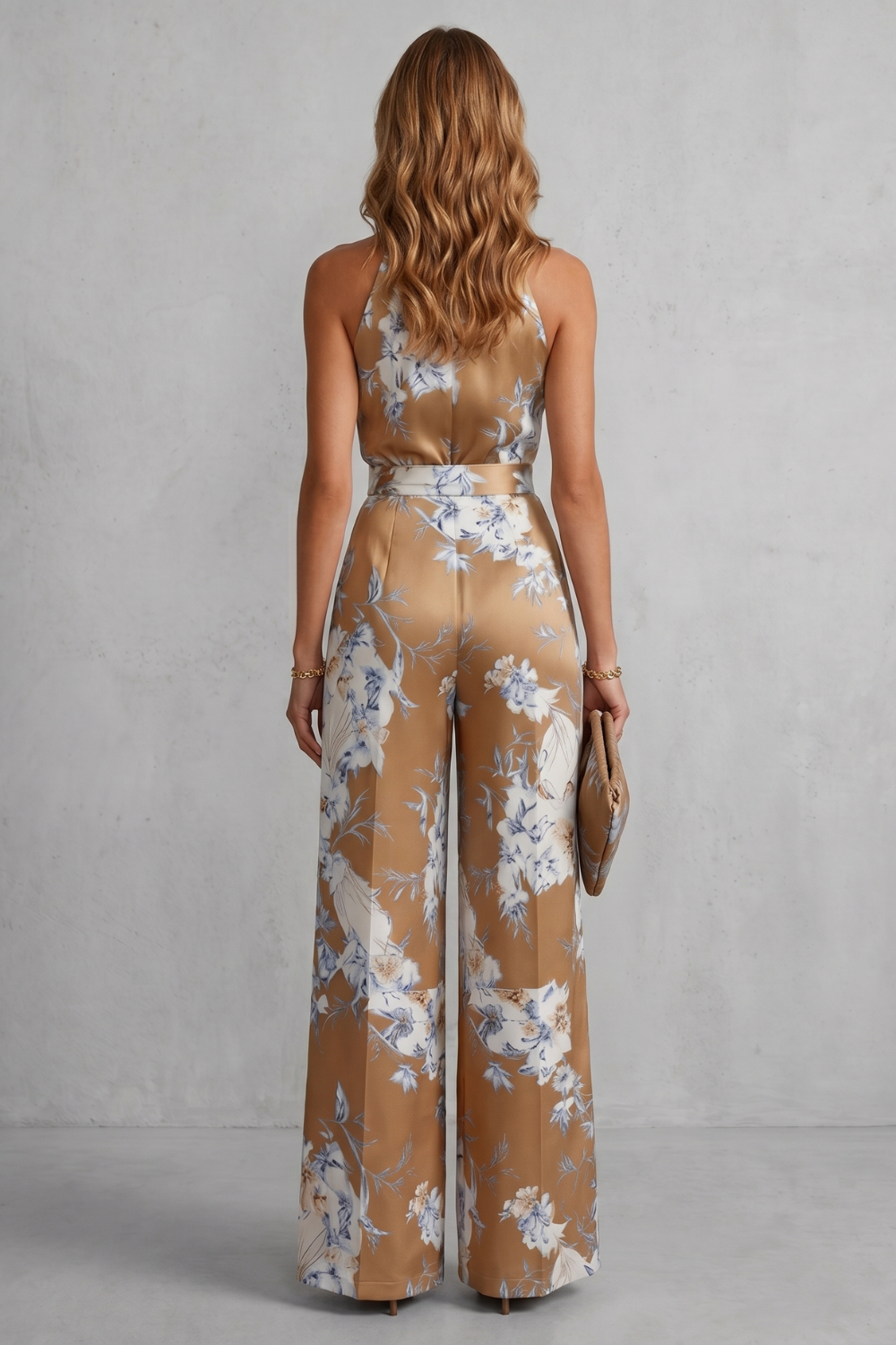 Montarello Women's Floral Halter Neck Wide-Leg Jumpsuit