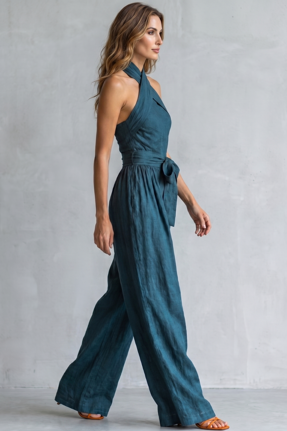 Montarello Women's Cross-Halter Wide-Leg Jumpsuit