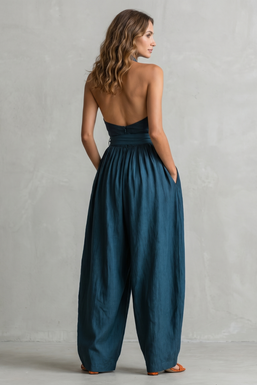 Montarello Women's Cross-Halter Wide-Leg Jumpsuit