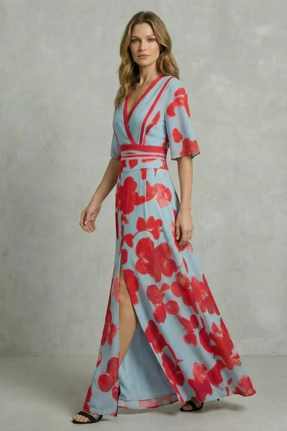 Montarello Women's Floral V-Neck Maxi Dress – Wedding Guest Style