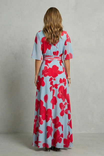 Montarello Women's Floral V-Neck Maxi Dress – Wedding Guest Style