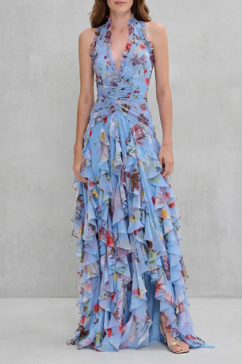 Montarello Women's Floral Halter Neck Maxi Dress – Wedding Guest Style