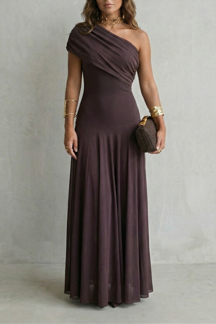 Montarello Women's One-Shoulder Draped Maxi Dress – Wedding Guest Style