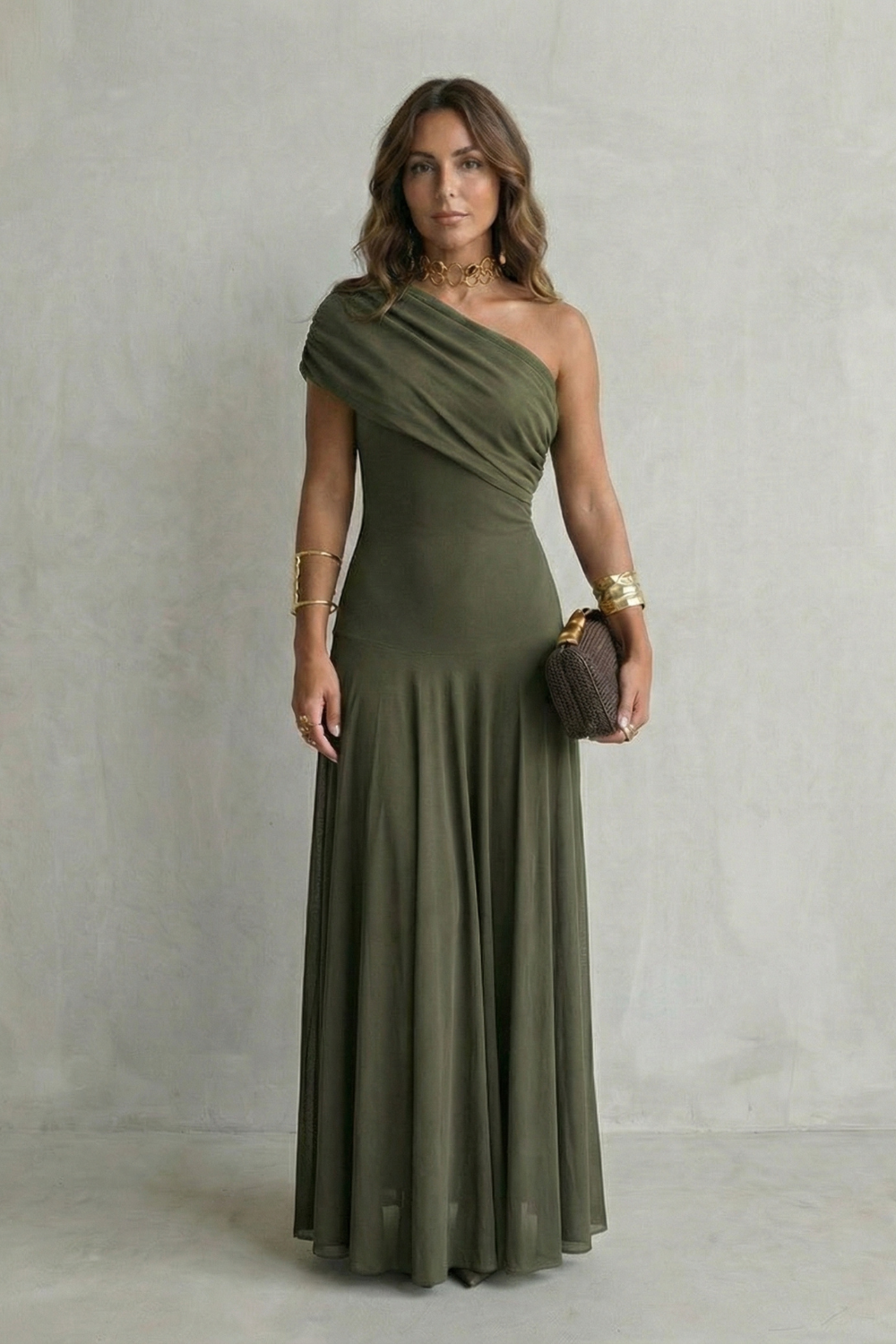 Montarello Women's One-Shoulder Draped Maxi Dress – Wedding Guest Style