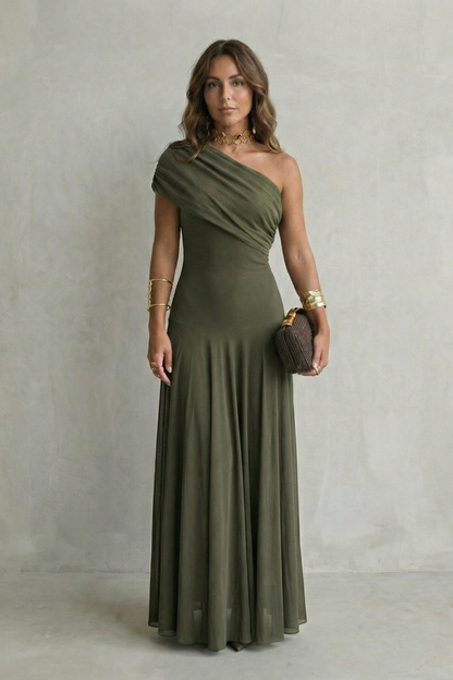 Montarello Women's One-Shoulder Draped Maxi Dress – Wedding Guest Style