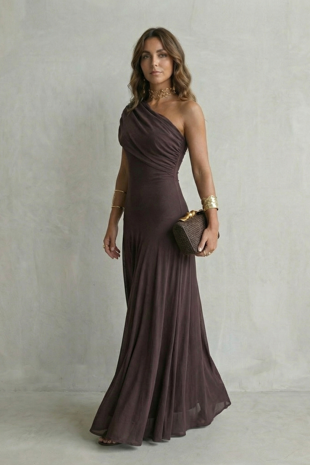 Montarello Women's One-Shoulder Draped Maxi Dress – Wedding Guest Style