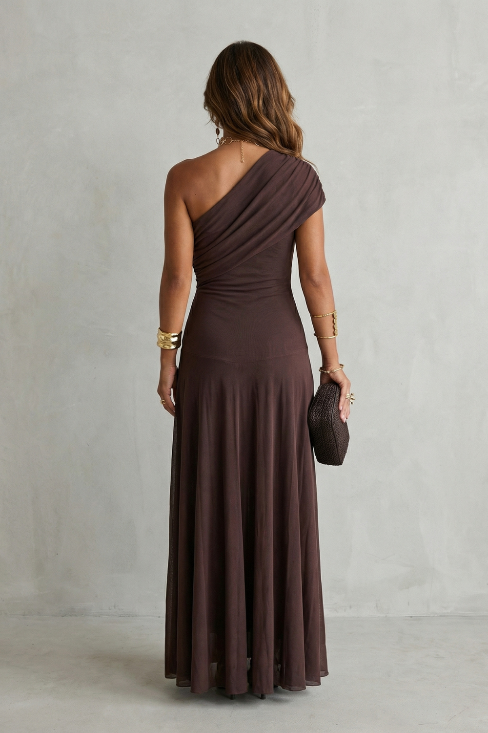 Montarello Women's One-Shoulder Draped Maxi Dress – Wedding Guest Style