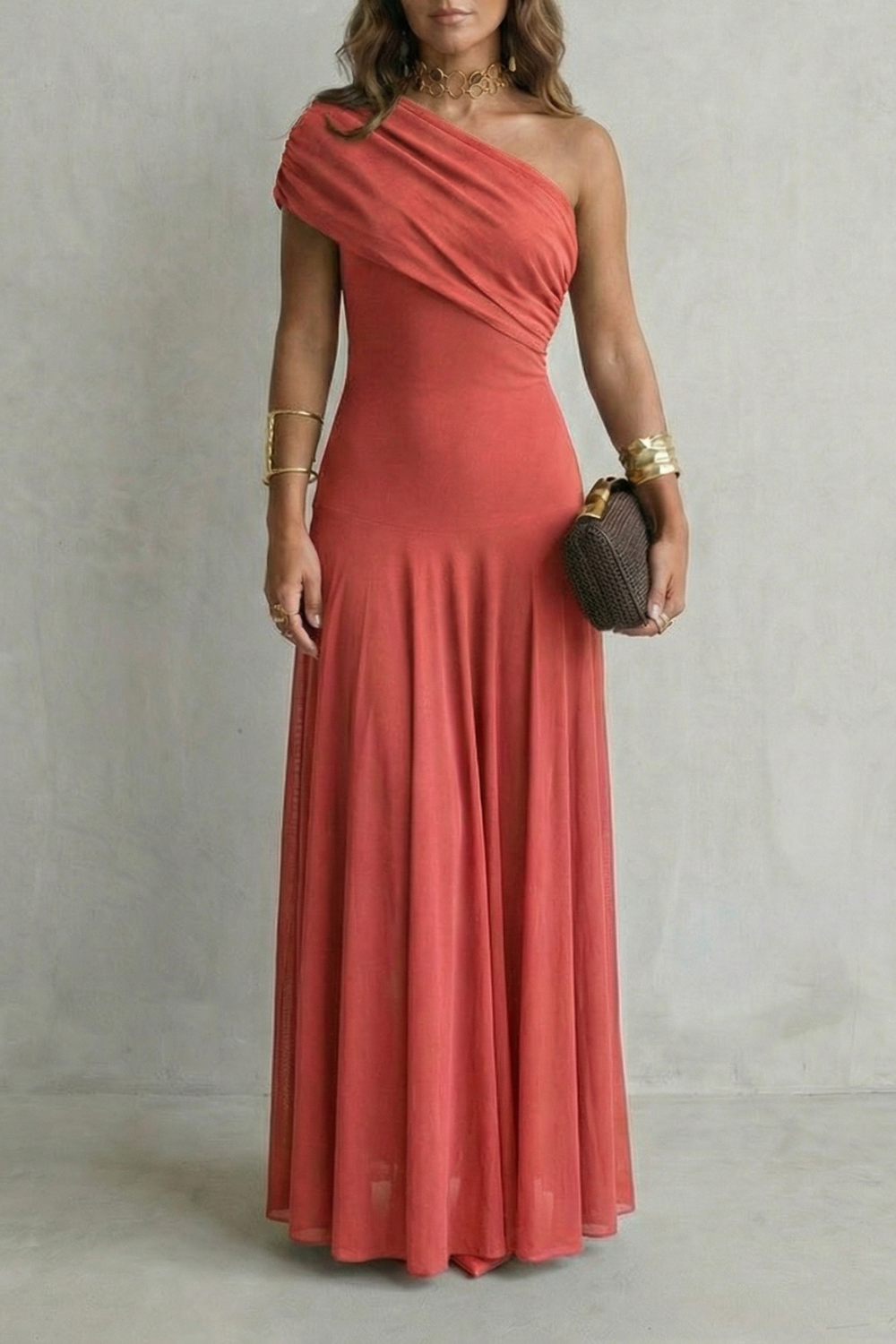Montarello Women's One-Shoulder Draped Maxi Dress – Wedding Guest Style