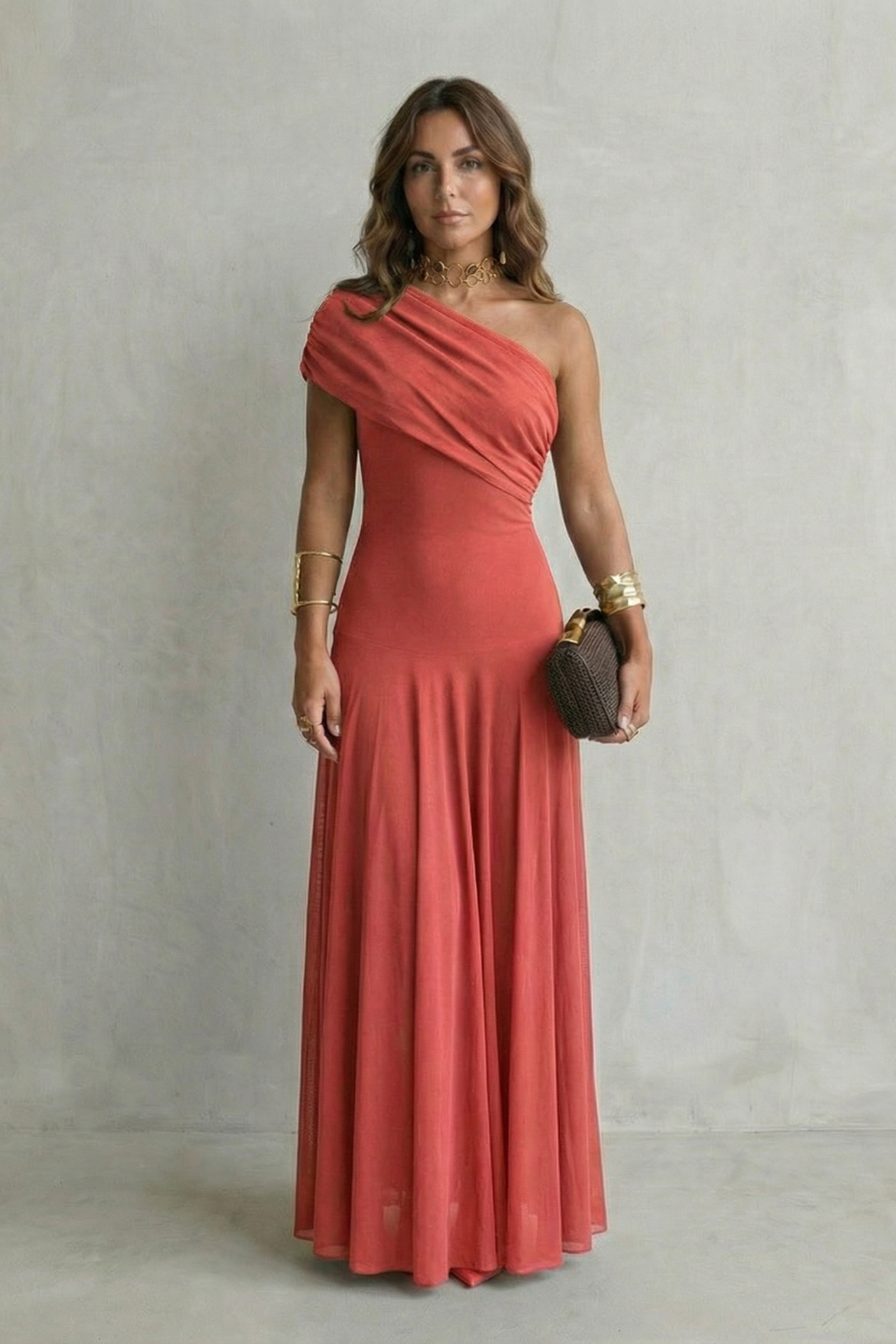 Montarello Women's One-Shoulder Draped Maxi Dress – Wedding Guest Style