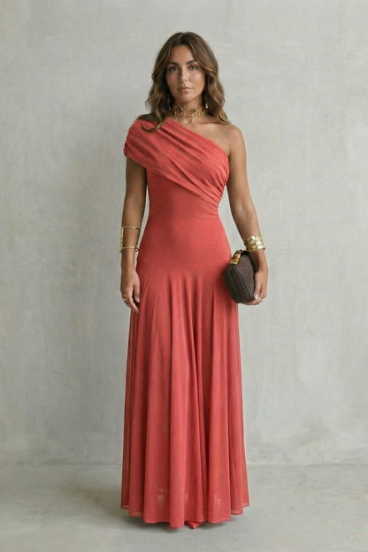Montarello Women's One-Shoulder Draped Maxi Dress – Wedding Guest Style