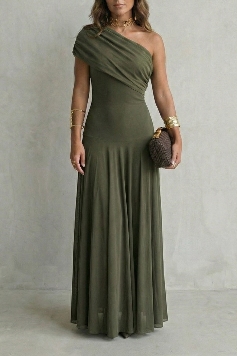 Montarello Women's One-Shoulder Draped Maxi Dress – Wedding Guest Style