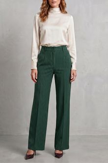Montarello Women's Pinstripe Trousers Wide Leg High Waist