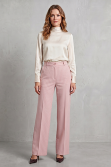 Montarello Women's Pinstripe Trousers Wide Leg High Waist